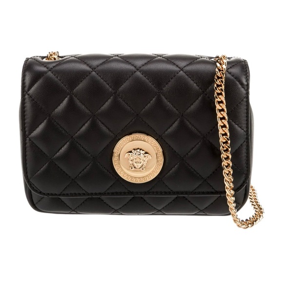 Versace Handbags - NWT VERSACE Medusa luxury black calfskin quilted gold hardware mini shoulder bag